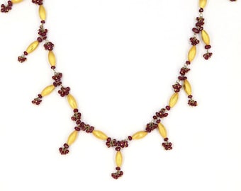 Collana in oro giallo massiccio 18k e 14k con rubino naturale Collana con perline di colore rosso naturale Collana con rubino, collana con rubino rosso oro