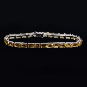 Natural Citrine Bracelet, 925 Sterling Silver, Citrine Tennis Bracelet, November Birthstone, Citrine Gemstone Bracelet, Gift For Her