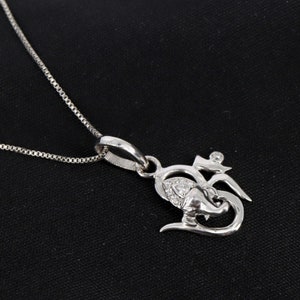 18K white gold and diamond pendant - Ganesha pendant - Diamond pendant - Om pendant in white gold