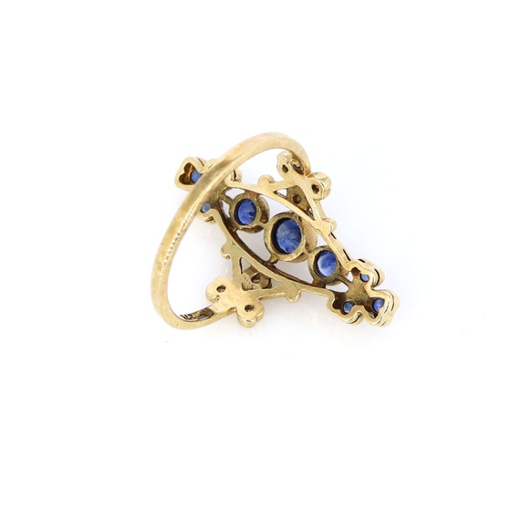Edwardian Fine Sapphire Vintage Ring, 9k Gold Ant… - image 4