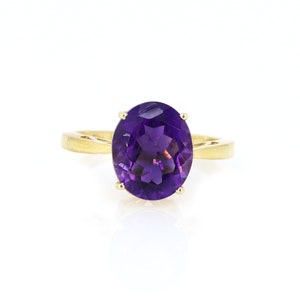 Natural Amethyst Ring - 14k Solid Yellow Gold Ring - Faceted Amethyst - February Birthstone Ring - Amethyst Jewelry - Filigree Gold Ring