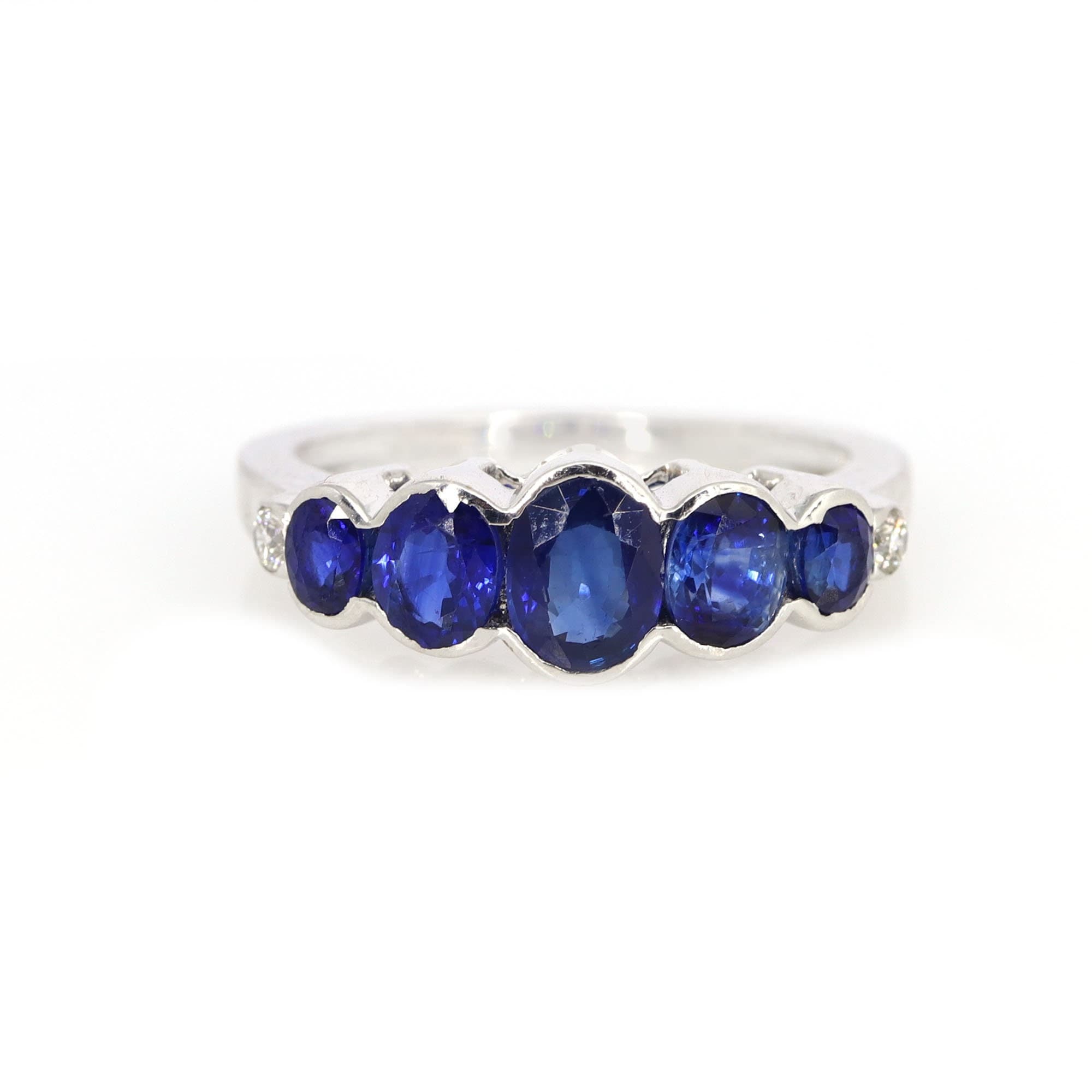 Barette En Or 18 Carats Avec Saphir Et 18 Diamants - 5,8 Grammes - Occasion