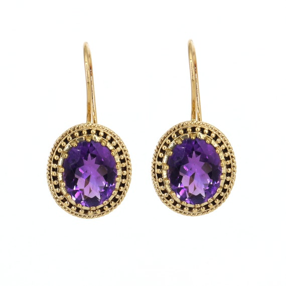 Orecchini Con Ametista E Diamanti Oro Giallo 18 Kt Prodotto Artigianale - Foto 14