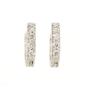 Boucles d'oreilles créoles en or blanc massif 18 carats et diamants, créoles en or véritable diamants, piercing du cartilage Daith Helix Tragus Conch Rook Snug Huggie