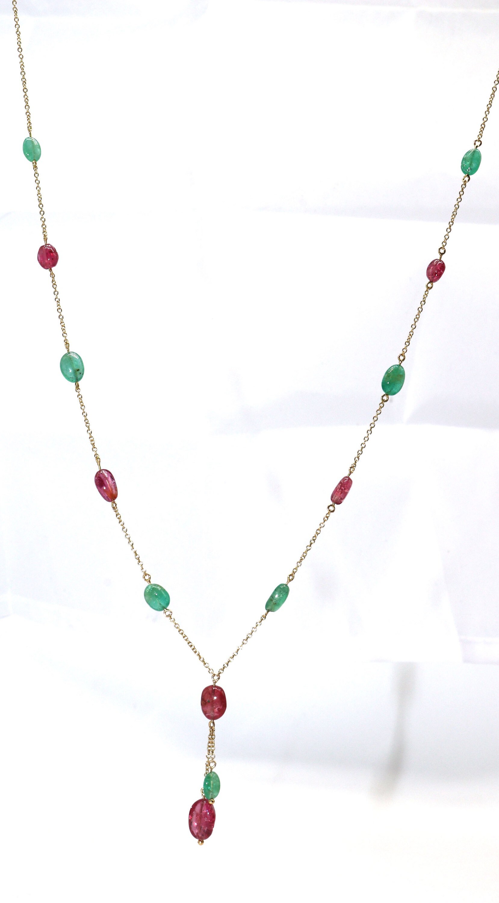 18k Emerald Tourmaline Gold Chain Emerald Chain Tourmaline Etsy UK