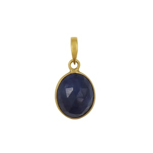18K Yellow Gold Blue Sapphire Pendant, Bezel Pendant, Oval Cut Necklace, September Birthstone, Faceted Necklace, Gift Idea