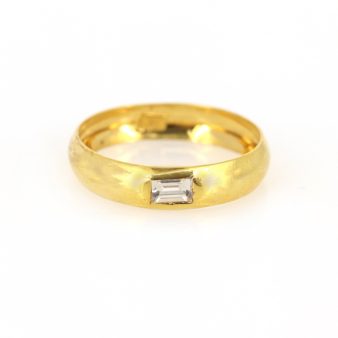 18k Solid Gold Ring Dainty Diamond Ring Single Diamond Ring Thin Gold