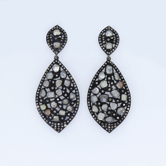 Color Diamond Earrings Vintage Replica Victorian Earrings 