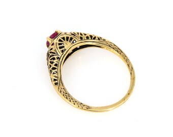 アンティーク ルビー リング、9K ゴールド アンティーク リング