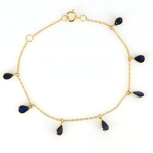 18k gold Saphir Armband, natürlicher blauer Saphir, handgemachtes Armband, Saphir Armband, Mädchen Geschenk, Saphir Armband.