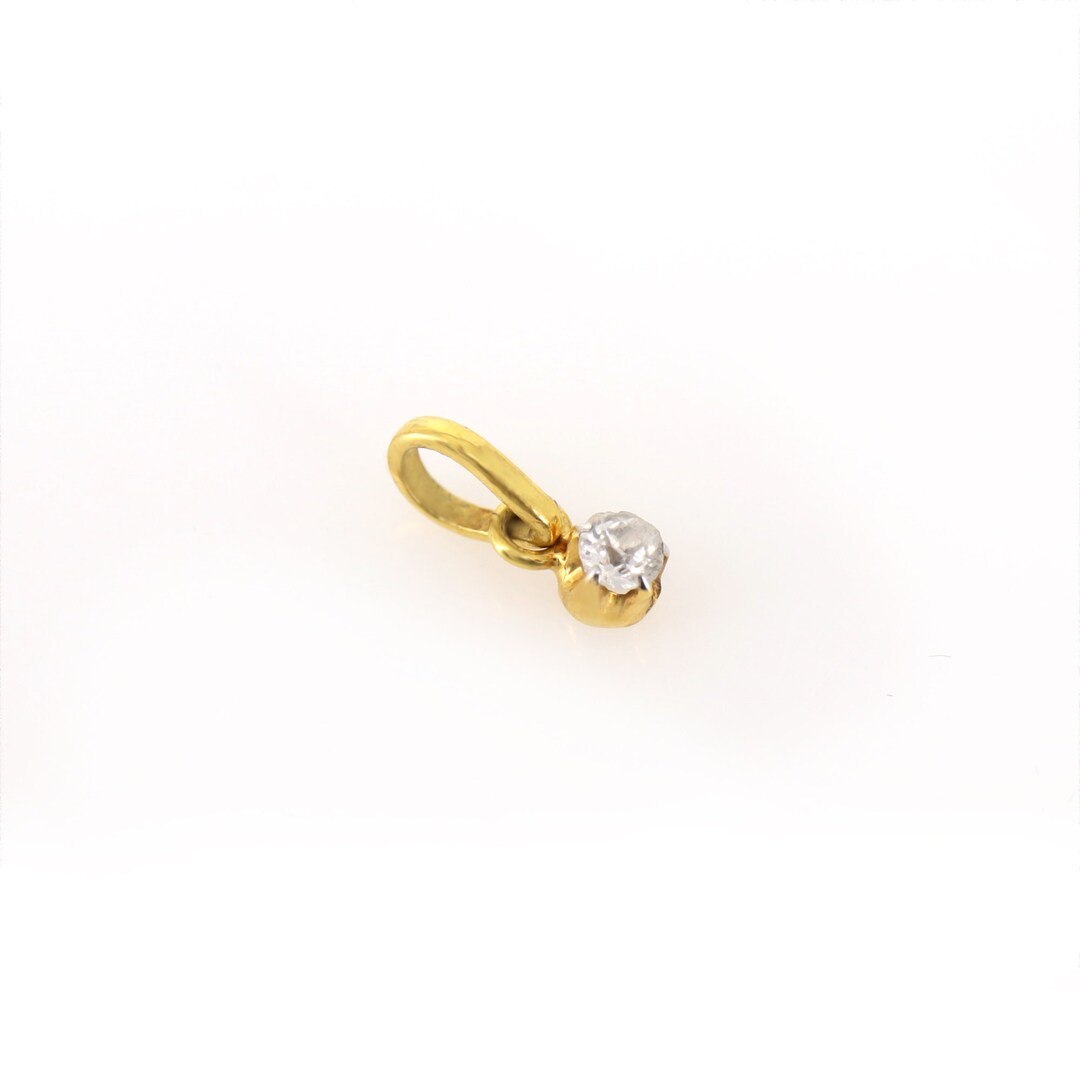 Tiny Natural Diamond Solitaire Pendant in 14k Yellow Gold 5 Prong ...