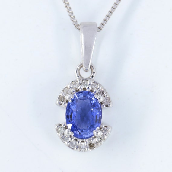 Blue Sapphire Necklace SV925、SV950 Blue Sapphire Necklace, Blue Sapphire Diamond 925 Sterling Silver