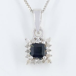 Blue Sapphire Diamond Pendant in 925 sterling silver, cluster setting diamond pendant in silver, natural gemstone pendant