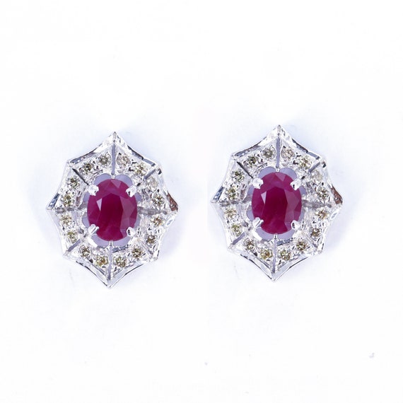 Sterling Silver Oval Gemstone & Diamond Earrings Sterling Silver Oval Gemstone & Diamond Earrings