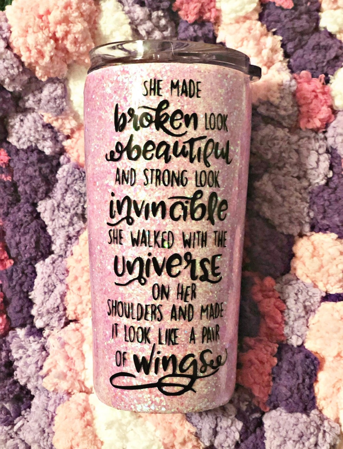 Inspirational quote tumbler/glitter tumbler/travel Etsy