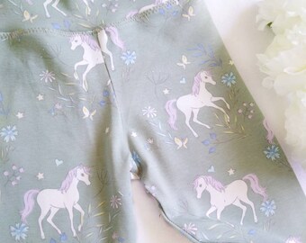 Handmade unicorn leggings, summer leggings, unicorn gift for girls, unicorn clothing, unicorn kids leggings, trousers