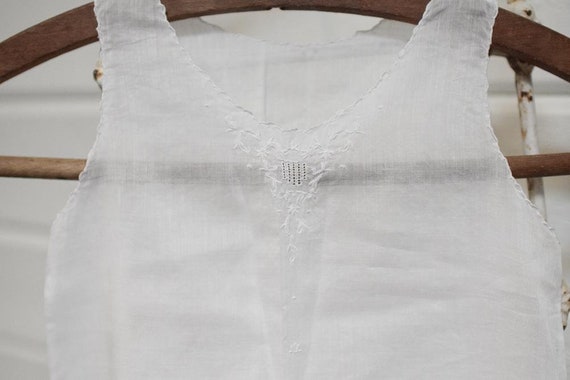 Vintage Long White Embroidered Infant Gown - image 1