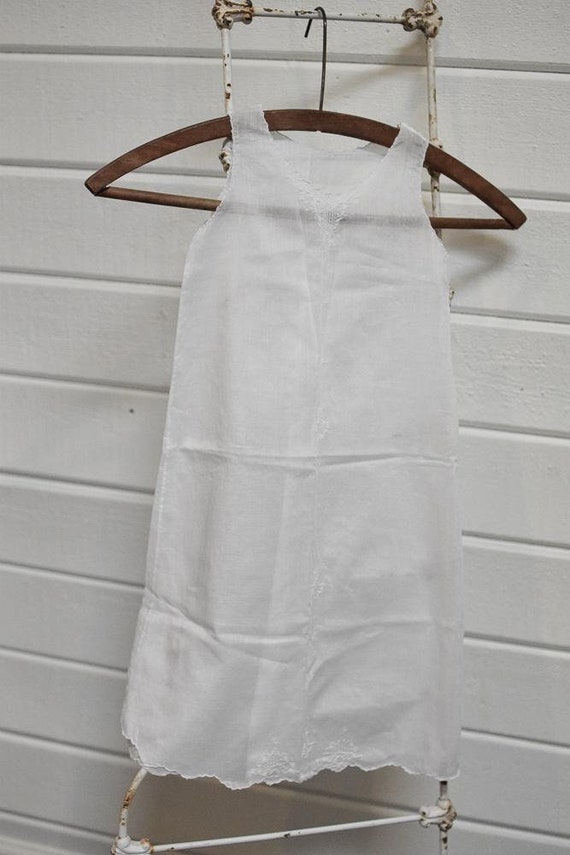 Vintage Long White Embroidered Infant Gown - image 7