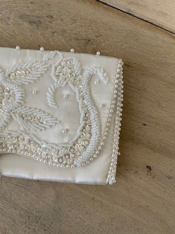 Ivory Bon Soir Vintage Pearl Beaded Clutch - image 7