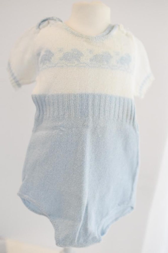 Vintage baby boy blue and white 1950s romper//shorts … Gem