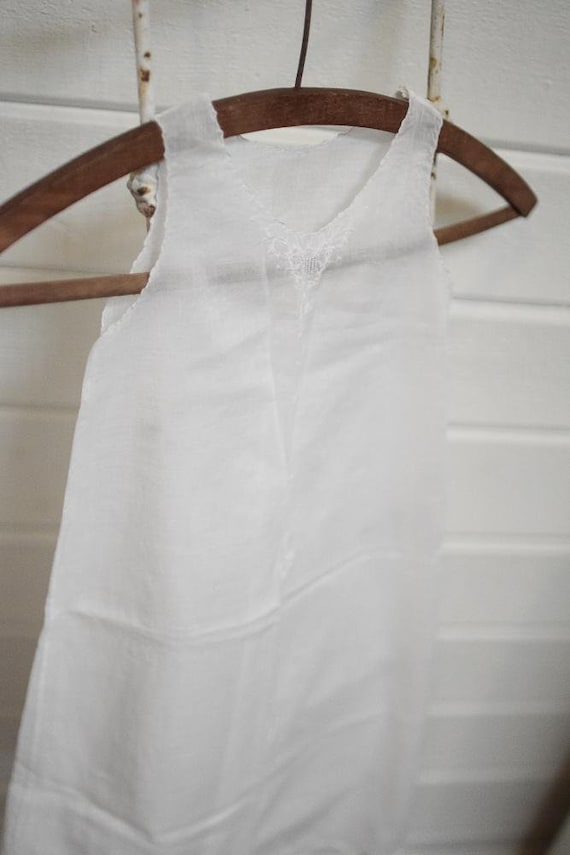 Vintage Long White Embroidered Infant Gown - image 6