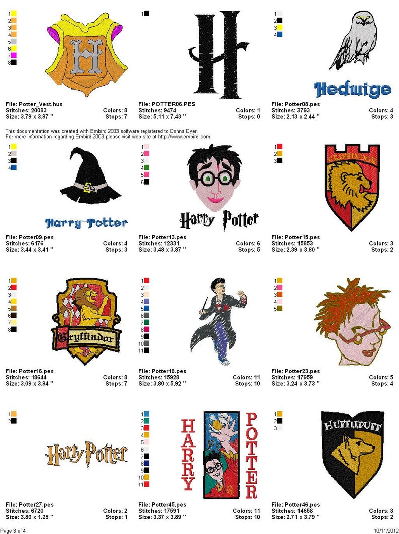 48 Harry Potter Embroidery Machine Designs files Brother | Etsy