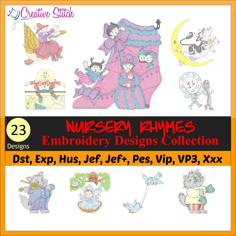 Nursery Rhymes Collection Machine Embroidery Designs PES JEF Etsy