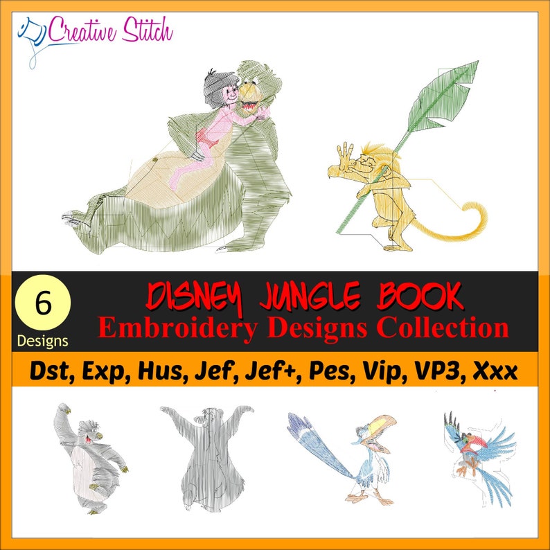 Disney jungle book collection machine embroidery designs pes  etsy Disney jungle book collection machine embroidery designs pes  etsy
