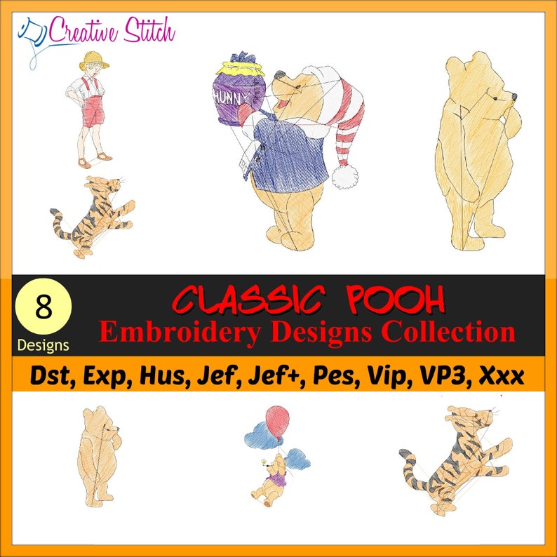 Classic Pooh Collection Machine Embroidery Designs PES JEF HUS | Etsy