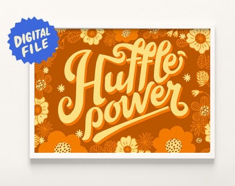 Huffle-power Poster or Card | Printable Digital file | House Pride Home Decor | Wizarding School A2 Print | Witch Colorful Gallery Wall Art