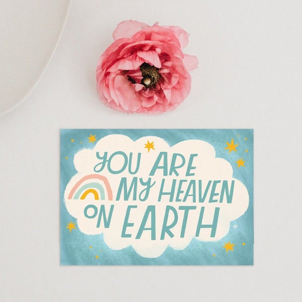 You Are My Heaven Card or Poster 2in1 | Valentines Day Love Greeting | Instant Digital Download | Gift Print for Lovers | Bright Romantic