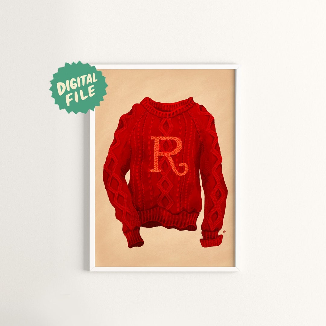Initial R Letter Sweater Poster or Card | Personalized Custom Valentine ...
