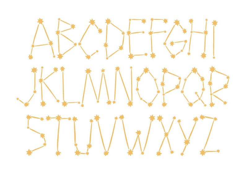 Constellation Star Alphabet Clipart | Space Vector Font (digital ...