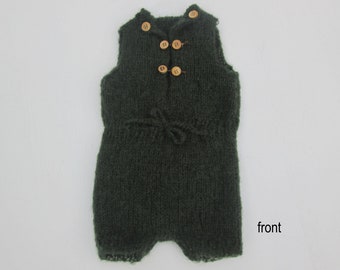 Newborn boy darkgreen romper photo prop