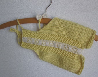 Newborn yellow romper + tieback