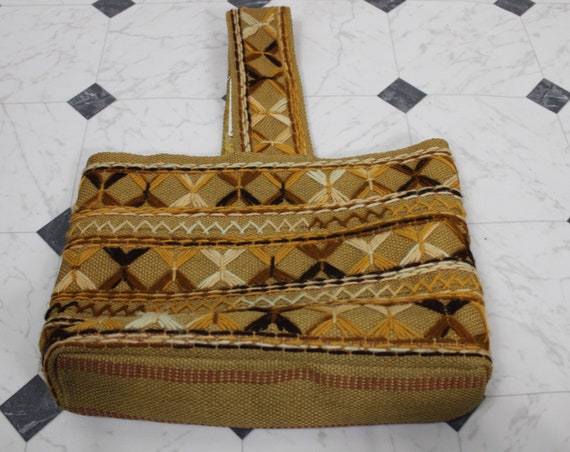 Vintage 1970's Burlap Woven Handbag - image 2