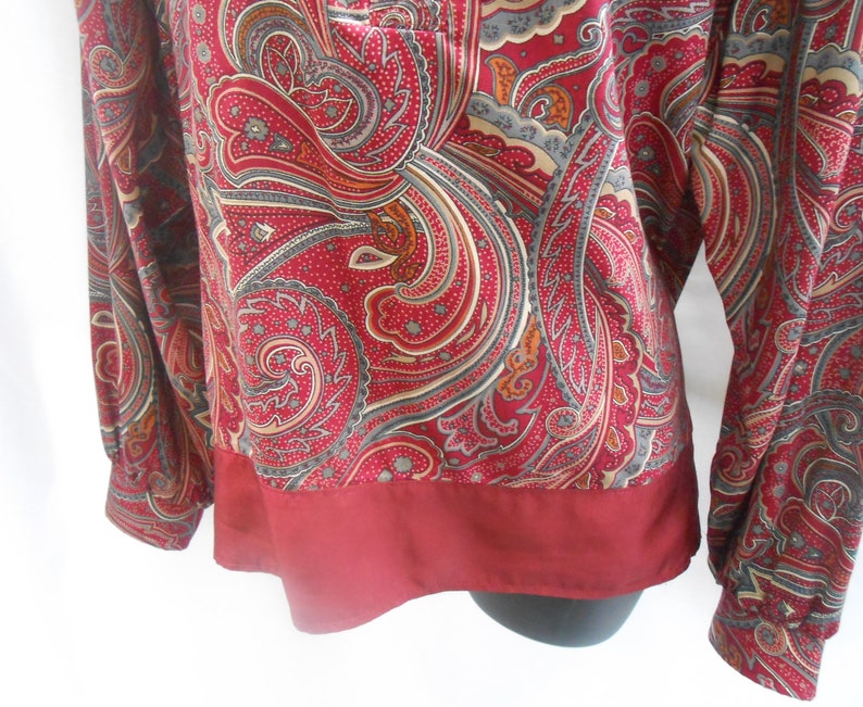 1970/'s1980/'s Vintage Alfred Dunner Burgundy Paisley Womens Blouse Size 12