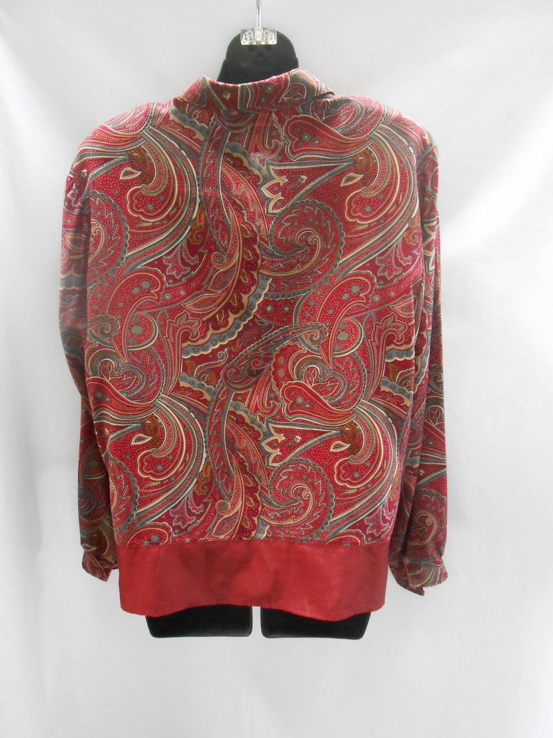 1970/'s1980/'s Vintage Alfred Dunner Burgundy Paisley Womens Blouse Size 12