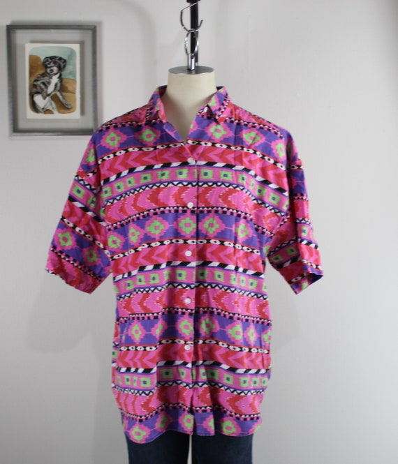 Vintage 1980's/90's Aztec Print Shirt by PennyLane - image 2