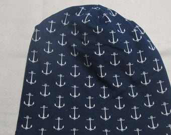 Bonnet réversible blanc/bleu foncé "Anchor" 44-48 cm