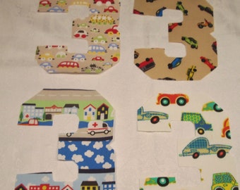 Bügelapplikation/Bügelbild - Große Geburtstagszahl 3, für Jungs