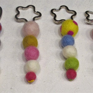 Keychain made of felt balls, 4 different colors image 2