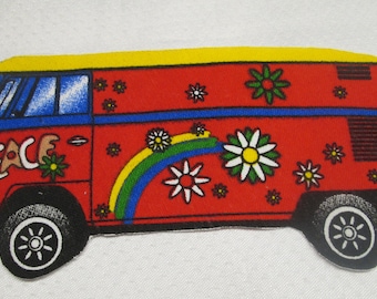 Image thermocollante "Hippiebus Peace" Flower Power rouge