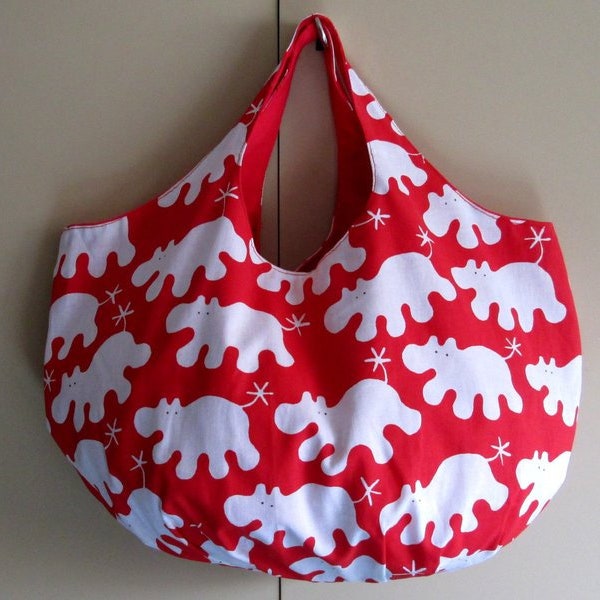 Handtasche/Henkeltasche/Wendetasche rot Hippos