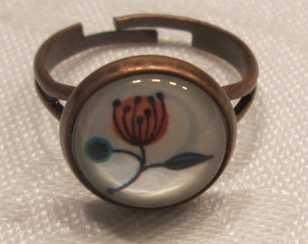 Bague, bronze, avec divers cabochons, rail ouvert