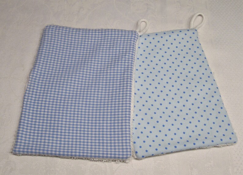 Washcloths, reusable, twin pack 2 pieces, light blue, cotton/terry cloth image 1