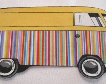 Grande image thermocollante "Hippiebus" Flower Power" jaune