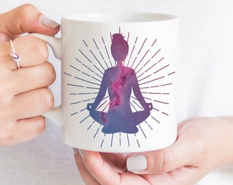 Yoga Tea Mug | Yogi Coffee Cup | Yoga Gifts | Meditation Gift | Yoga Instructor Gift | Galaxy Mug