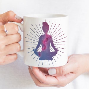 Yoga Tea Mug | Yogi Coffee Cup | Yoga Gifts | Meditation Gift | Yoga Instructor Gift | Galaxy Mug