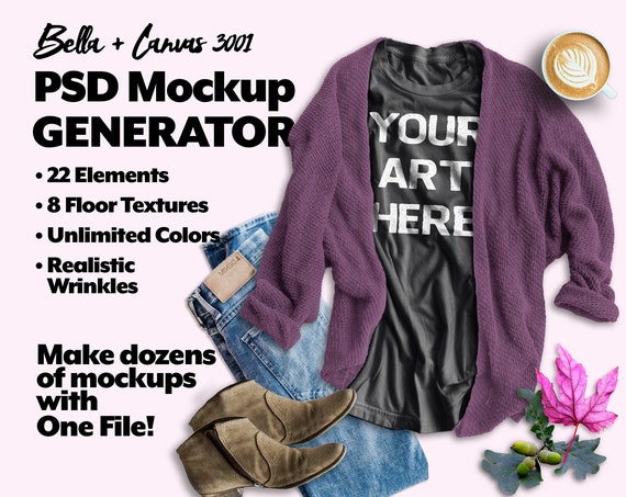 Download Free Psd T-Shirt Mockup Creator For Bella Canvas 3001 (PSD ...